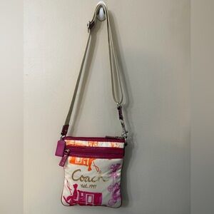 Coach Multicolor Crossbody Bag with Pink and Orange Accents